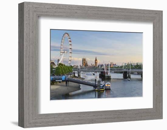 The Thames, Hungerford Bridge, Westminster Palace, London Eye, Big Ben-Rainer Mirau-Framed Photographic Print