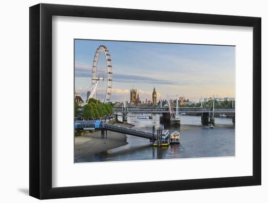 The Thames, Hungerford Bridge, Westminster Palace, London Eye, Big Ben-Rainer Mirau-Framed Photographic Print