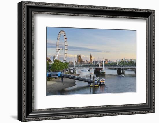 The Thames, Hungerford Bridge, Westminster Palace, London Eye, Big Ben-Rainer Mirau-Framed Photographic Print