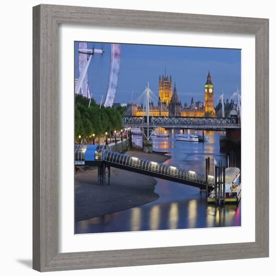 The Thames, Hungerford Bridge, Westminster Palace, London Eye, Big Ben-Rainer Mirau-Framed Photographic Print