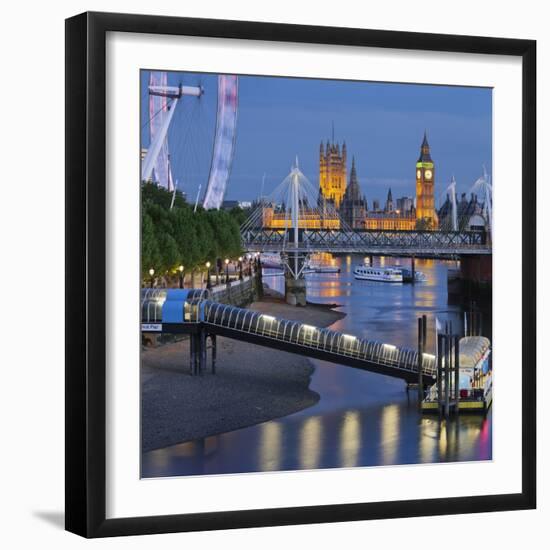 The Thames, Hungerford Bridge, Westminster Palace, London Eye, Big Ben-Rainer Mirau-Framed Photographic Print