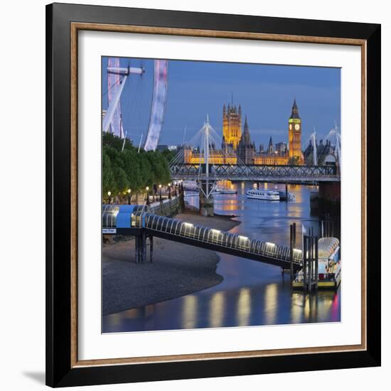The Thames, Hungerford Bridge, Westminster Palace, London Eye, Big Ben-Rainer Mirau-Framed Photographic Print