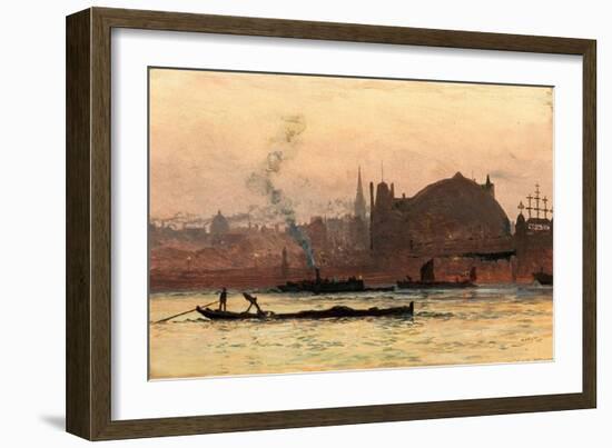 The Thames near Charing Cross, London, 1892 (Oil on Board)-William Lionel Wyllie-Framed Giclee Print