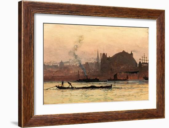The Thames near Charing Cross, London, 1892 (Oil on Board)-William Lionel Wyllie-Framed Giclee Print