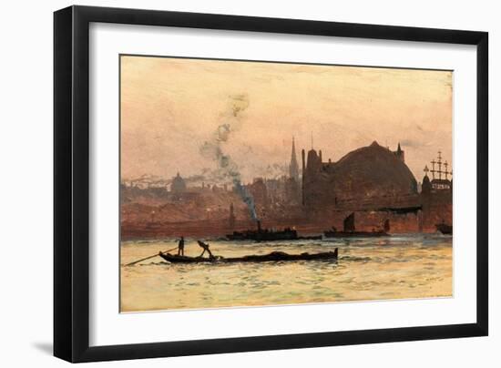 The Thames near Charing Cross, London, 1892 (Oil on Board)-William Lionel Wyllie-Framed Giclee Print