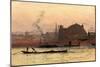 The Thames near Charing Cross, London, 1892 (Oil on Board)-William Lionel Wyllie-Mounted Giclee Print