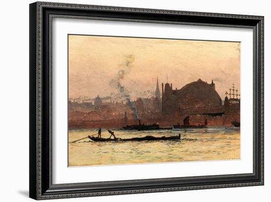 The Thames near Charing Cross, London, 1892 (Oil on Board)-William Lionel Wyllie-Framed Giclee Print