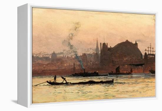 The Thames near Charing Cross, London, 1892 (Oil on Board)-William Lionel Wyllie-Framed Premier Image Canvas