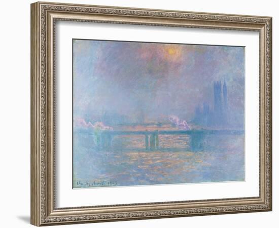 The Thames with Charing Cross Bridge, 1903 (oil on canvas)-Claude Monet-Framed Giclee Print