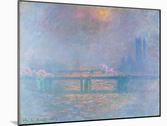 The Thames with Charing Cross Bridge, 1903 (oil on canvas)-Claude Monet-Mounted Giclee Print