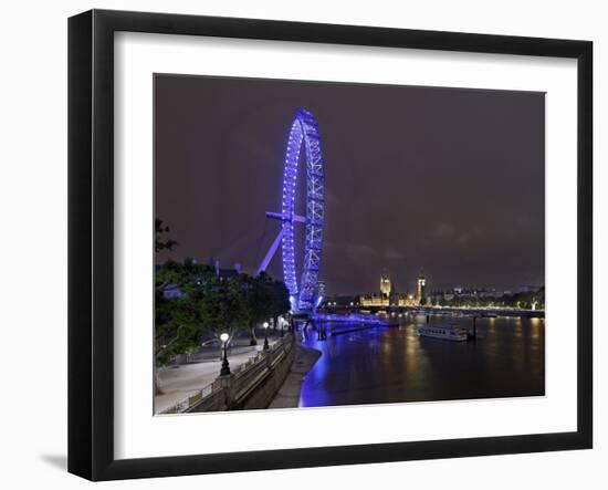 The Thames with London Eye and the Houses of Parliament, Parliament Building, London-Axel Schmies-Framed Photographic Print
