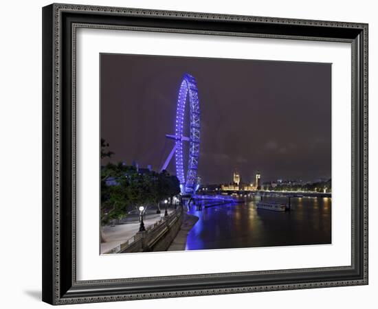 The Thames with London Eye and the Houses of Parliament, Parliament Building, London-Axel Schmies-Framed Photographic Print