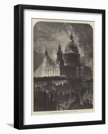 The Thanksgiving Day, Illumination of St Paul's Cathedral-Samuel Read-Framed Giclee Print