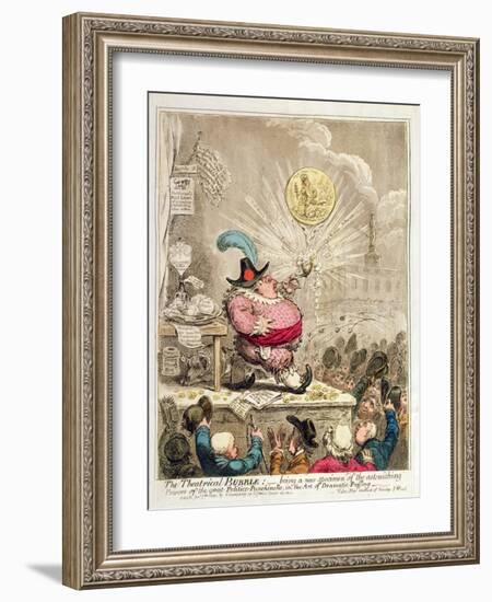 The Theatrical Bubble: Being a New Specimen of Astonishing Powers in the Great…-James Gillray-Framed Giclee Print