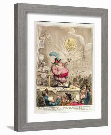 The Theatrical Bubble: Being a New Specimen of Astonishing Powers in the Great…-James Gillray-Framed Giclee Print