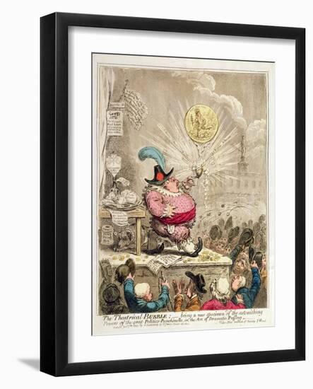 The Theatrical Bubble: Being a New Specimen of Astonishing Powers in the Great…-James Gillray-Framed Giclee Print