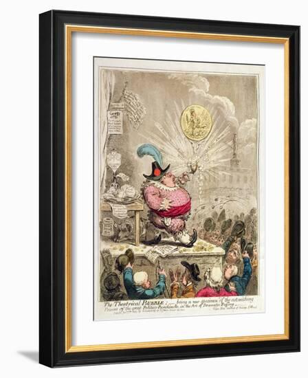 The Theatrical Bubble: Being a New Specimen of Astonishing Powers in the Great…-James Gillray-Framed Giclee Print