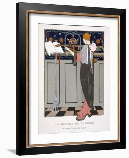 The Theorbo Player, Design For an Evening Coat by Paquin, 1920S-Georges Barbier-Framed Giclee Print