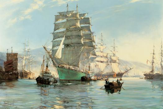 The Rising Wind by Montague Dawson, Custom Framed