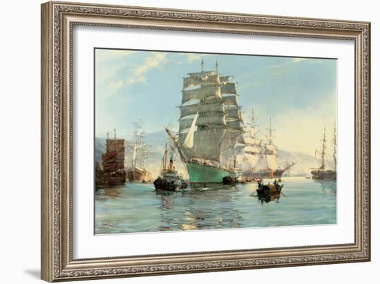 The Thermopylae Leaving Foochow-Montague Dawson-Framed Art Print