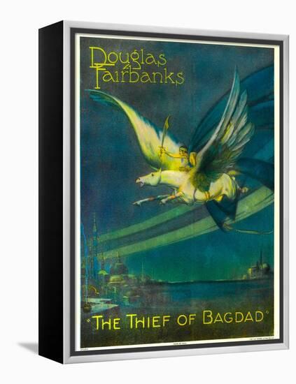 The Thief of Bagdad, Douglas Fairbanks on a Flying Horse, 1924-null-Framed Stretched Canvas