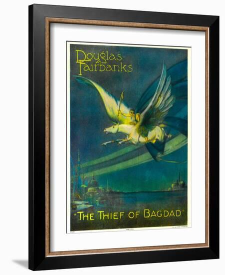 The Thief of Bagdad, Douglas Fairbanks on a Flying Horse, 1924-null-Framed Art Print