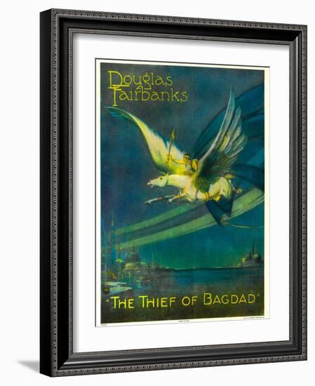 The Thief of Bagdad, Douglas Fairbanks on a Flying Horse, 1924-null-Framed Art Print