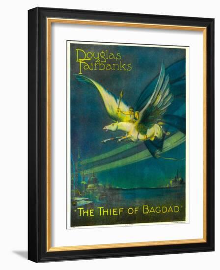 The Thief of Bagdad, Douglas Fairbanks on a Flying Horse, 1924-null-Framed Art Print