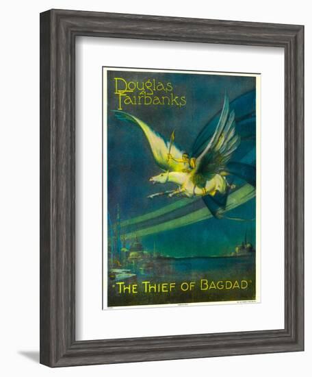 The Thief of Bagdad, Douglas Fairbanks on a Flying Horse, 1924-null-Framed Art Print