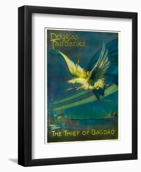 The Thief of Bagdad, Douglas Fairbanks on a Flying Horse, 1924-null-Framed Art Print