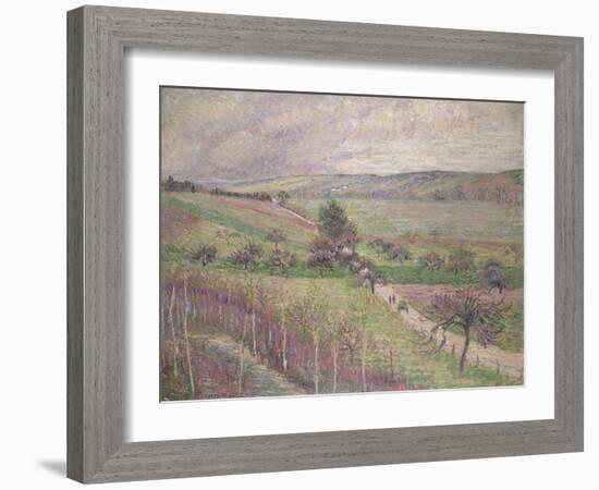 The Thierceville Road, Early Spring, 1893 (Oil on Canvas)-Lucien Pissarro-Framed Giclee Print