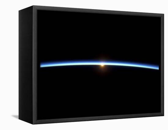 The Thin Line of Earth's Atmosphere and the Setting Sun-null-Framed Premier Image Canvas