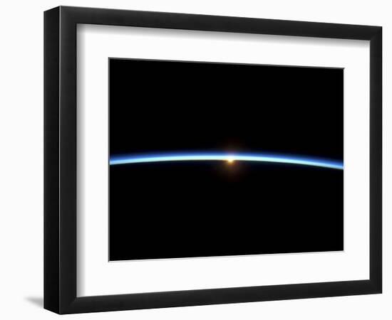 The Thin Line of Earth's Atmosphere and the Setting Sun-null-Framed Photographic Print