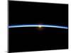 The Thin Line of Earth's Atmosphere and the Setting Sun-null-Mounted Photographic Print
