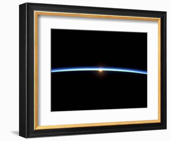 The Thin Line of Earth's Atmosphere and the Setting Sun-null-Framed Photographic Print