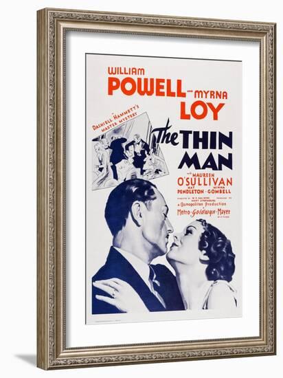 The Thin Man, William Powell, Myrna Loy, 1934-null-Framed Art Print