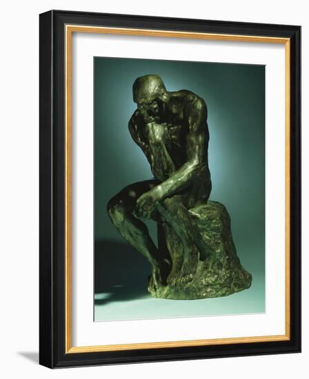 The Thinker, Le Penseur, Bronze with Black Patina, c.1880-1882-Auguste Rodin-Framed Giclee Print