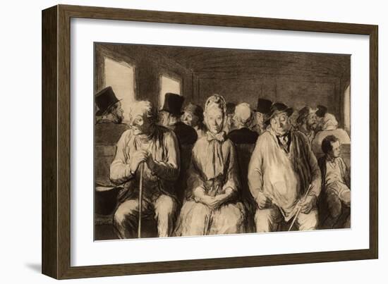 The Third Class Carriage (Le Wagon De Troisième Classe), Photogravure from Original Drawing, C.1862-Honore Daumier-Framed Giclee Print