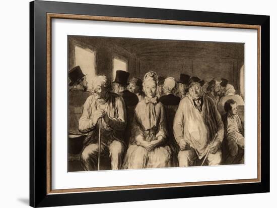 The Third Class Carriage (Le Wagon De Troisième Classe), Photogravure from Original Drawing, C.1862-Honore Daumier-Framed Giclee Print