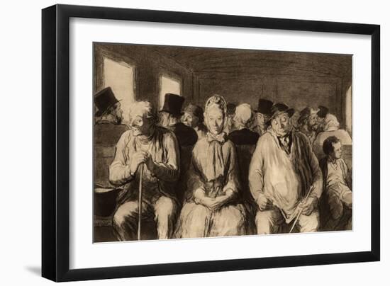 The Third Class Carriage (Le Wagon De Troisième Classe), Photogravure from Original Drawing, C.1862-Honore Daumier-Framed Giclee Print