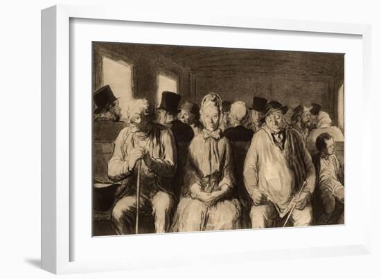 The Third Class Carriage (Le Wagon De Troisième Classe), Photogravure from Original Drawing, C.1862-Honore Daumier-Framed Giclee Print