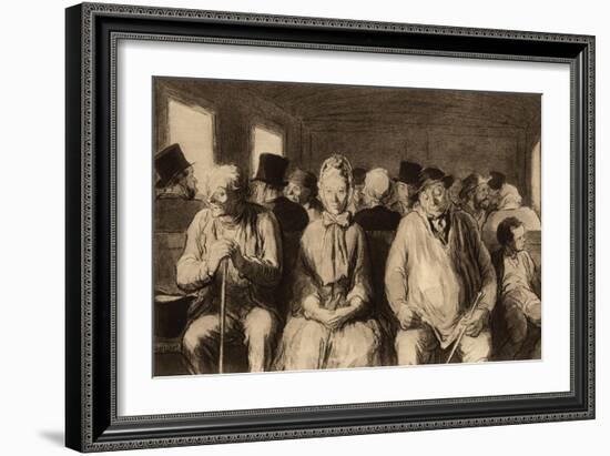 The Third Class Carriage (Le Wagon De Troisième Classe), Photogravure from Original Drawing, C.1862-Honore Daumier-Framed Giclee Print