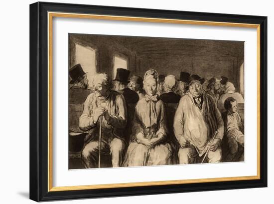 The Third Class Carriage (Le Wagon De Troisième Classe), Photogravure from Original Drawing, C.1862-Honore Daumier-Framed Giclee Print