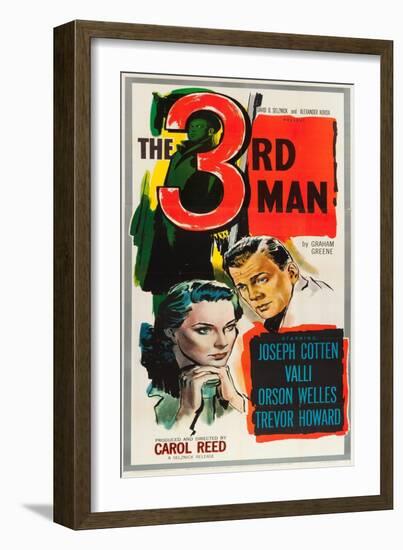 The Third Man, Alida Valli, Joseph Cotten on US poster art, 1949--Framed Art Print