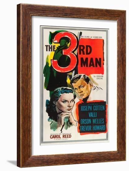 The Third Man, Alida Valli, Joseph Cotten on US poster art, 1949-null-Framed Art Print