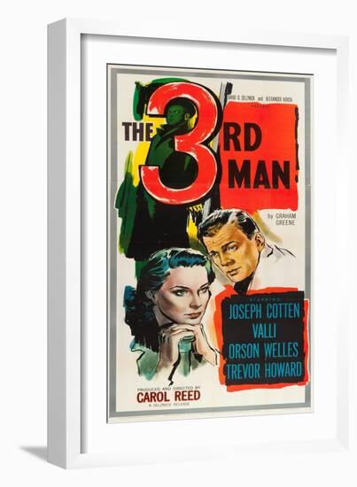 The Third Man, Alida Valli, Joseph Cotten on US poster art, 1949-null-Framed Art Print