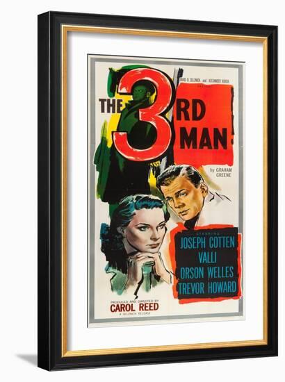 The Third Man, Alida Valli, Joseph Cotten on US poster art, 1949-null-Framed Art Print