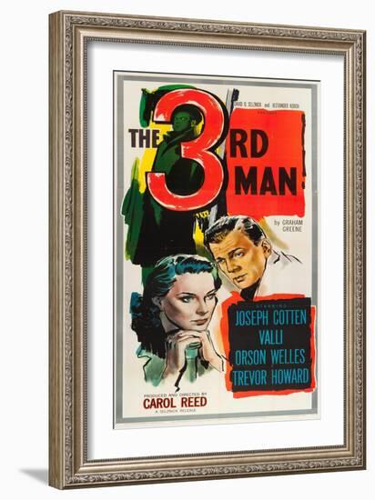 The Third Man, Alida Valli, Joseph Cotten on US poster art, 1949-null-Framed Premium Giclee Print