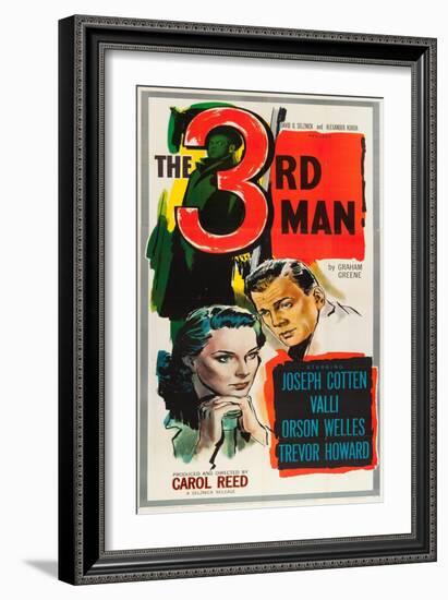 The Third Man, Alida Valli, Joseph Cotten on US poster art, 1949-null-Framed Premium Giclee Print