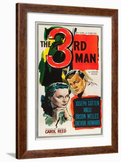 The Third Man, Alida Valli, Joseph Cotten on US poster art, 1949-null-Framed Art Print